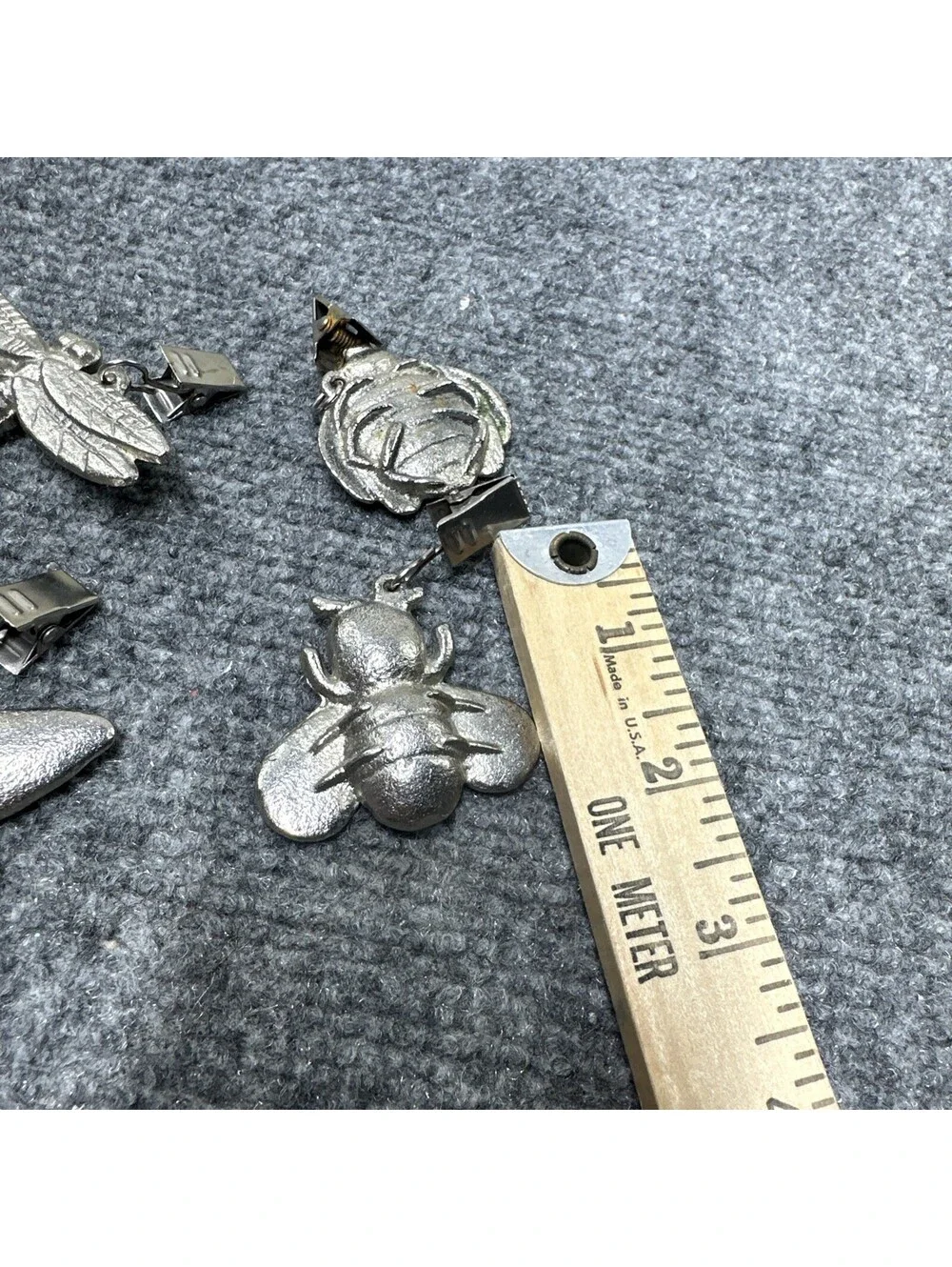 4 Pewter Weighted table cloth clip Hangers Insect